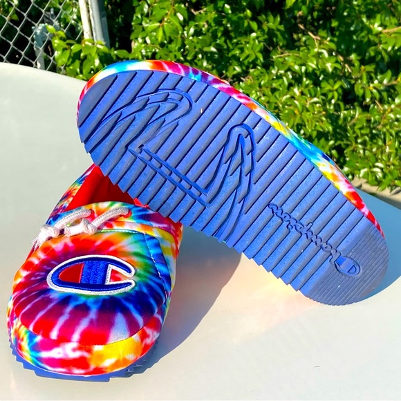 Champion Tie Dye Rainbow Hoodie Slippers Size 7Y - Picture 11 of 17